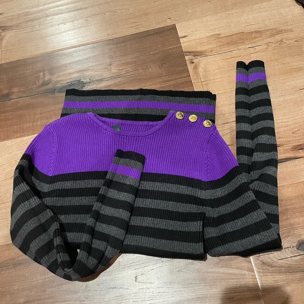 Ralph Lauren Purple with gold button sweater NWT